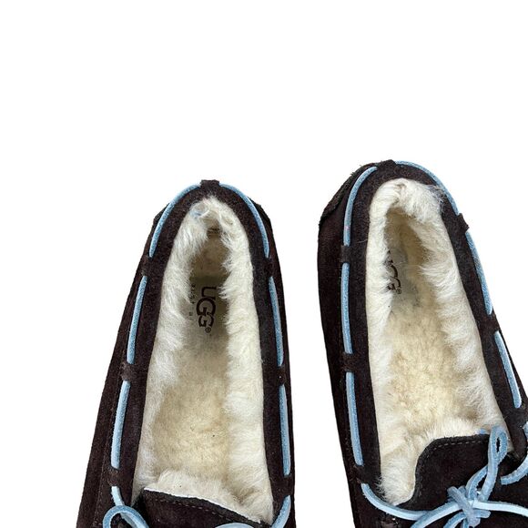 UGG Dakota Brown Suede Shearling Lined Moccasin Slippers Womens 5 - Picture 5 of 12